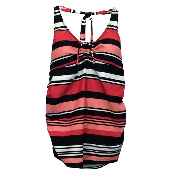 Two Hearts Maternity Tankini Swim Top Womens Size M Multicolored Striped Ruching - Picture 5 of 9